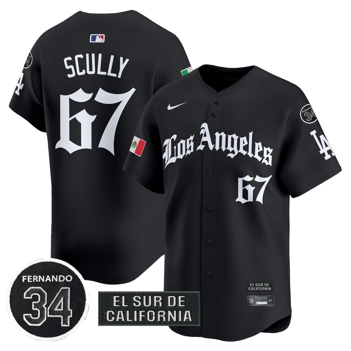 Dodgers Mexico 2025 LA Gothic Style Patch Vapor Premier Limited Jersey - All Stitched