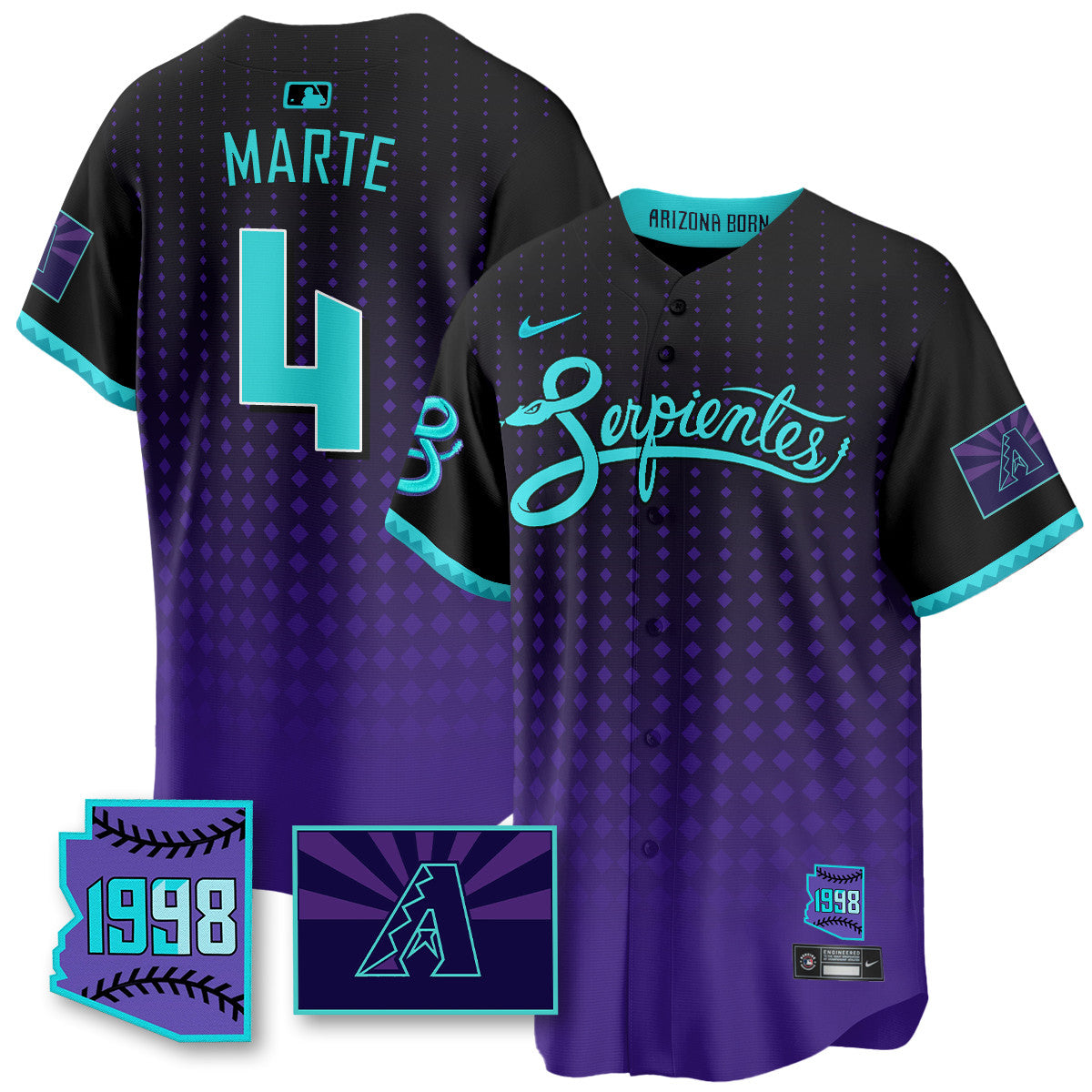 ARI Purple for Second âSerpientesâ City Connect Men Jersey - All Stitched