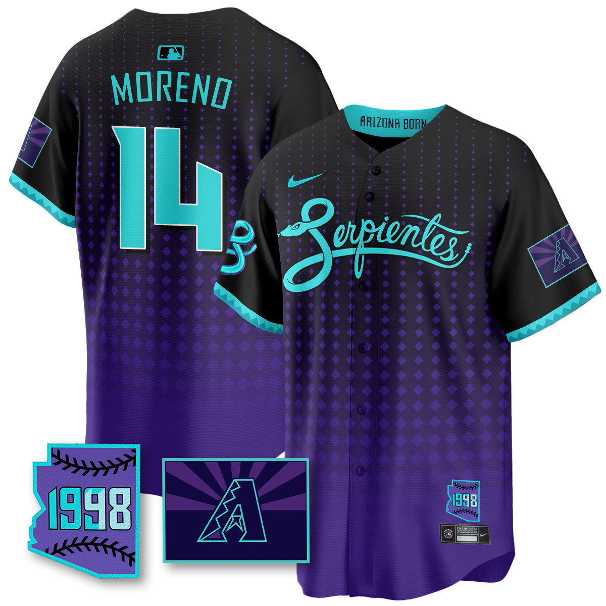 ARI Purple for Second âSerpientesâ City Connect Men Jersey - All Stitched