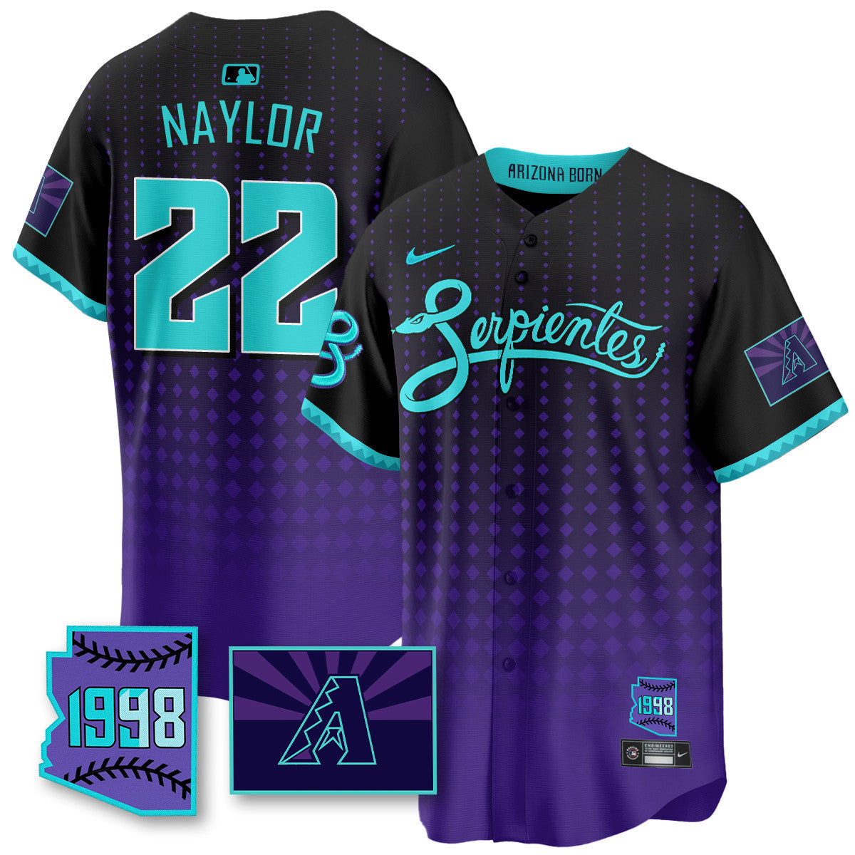 ARI Purple for Second âSerpientesâ City Connect Men Jersey - All Stitched