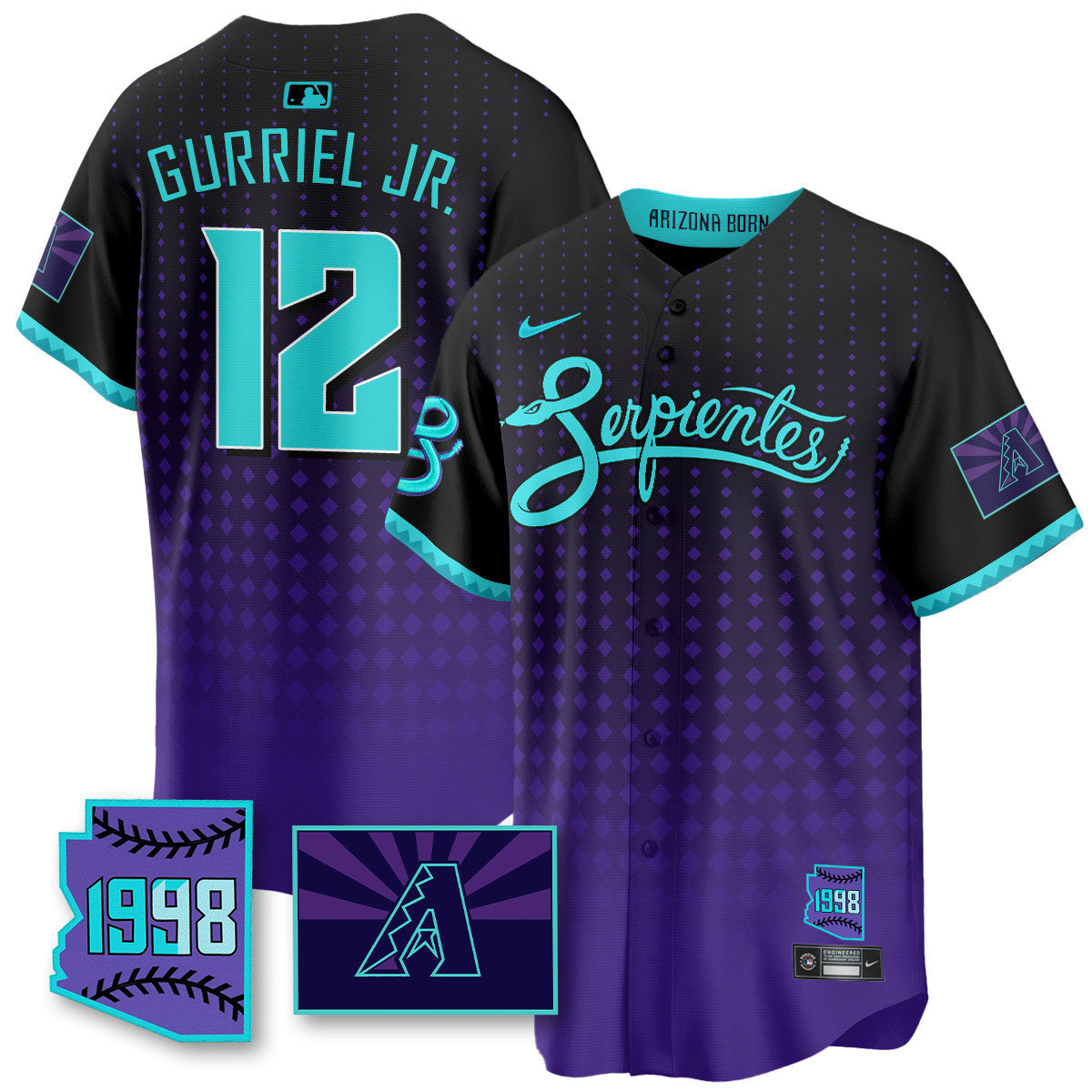 ARI Purple for Second âSerpientesâ City Connect Men Jersey - All Stitched