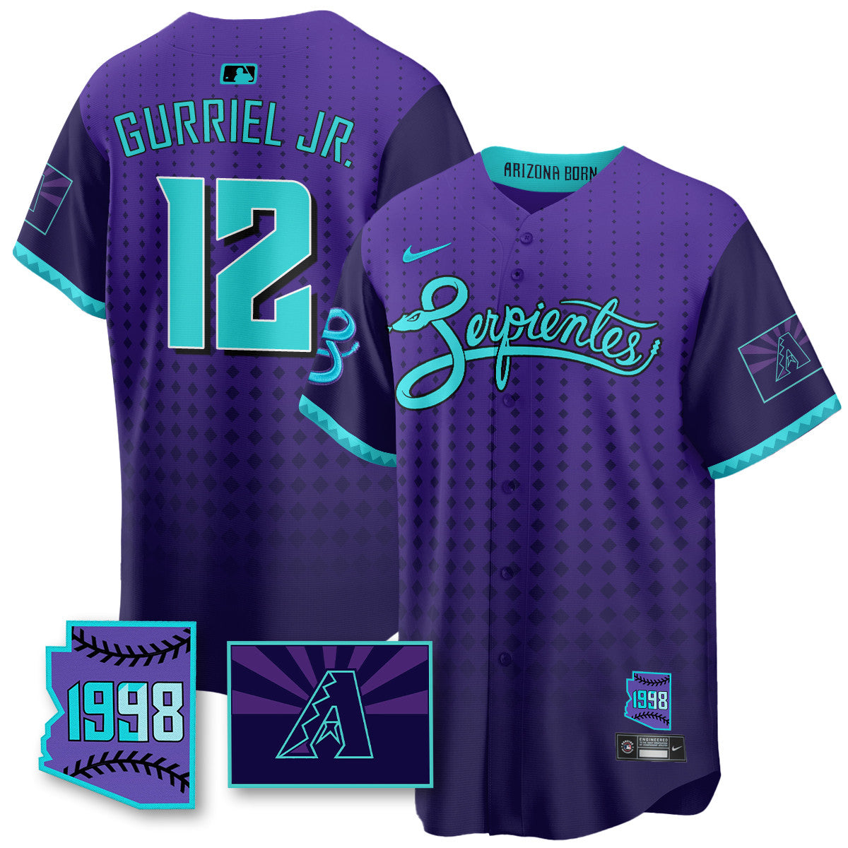 ARI Purple for Second âSerpientesâ City Connect Men Jersey - All Stitched