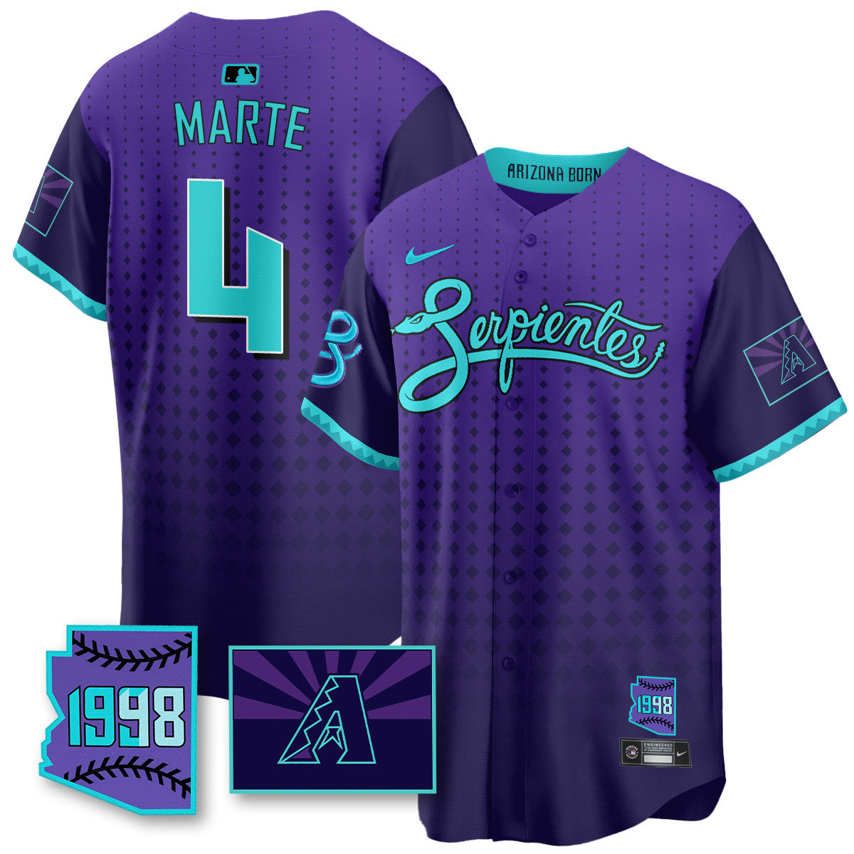 ARI Purple for Second âSerpientesâ City Connect Men Jersey - All Stitched
