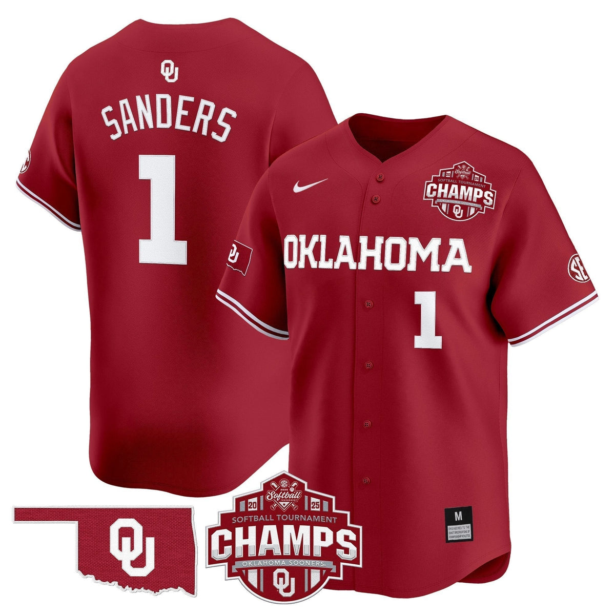 OU 2025 SEC Softball Conference Tournament Champions Patch Vapor Premier Limited Jersey - All Stitched