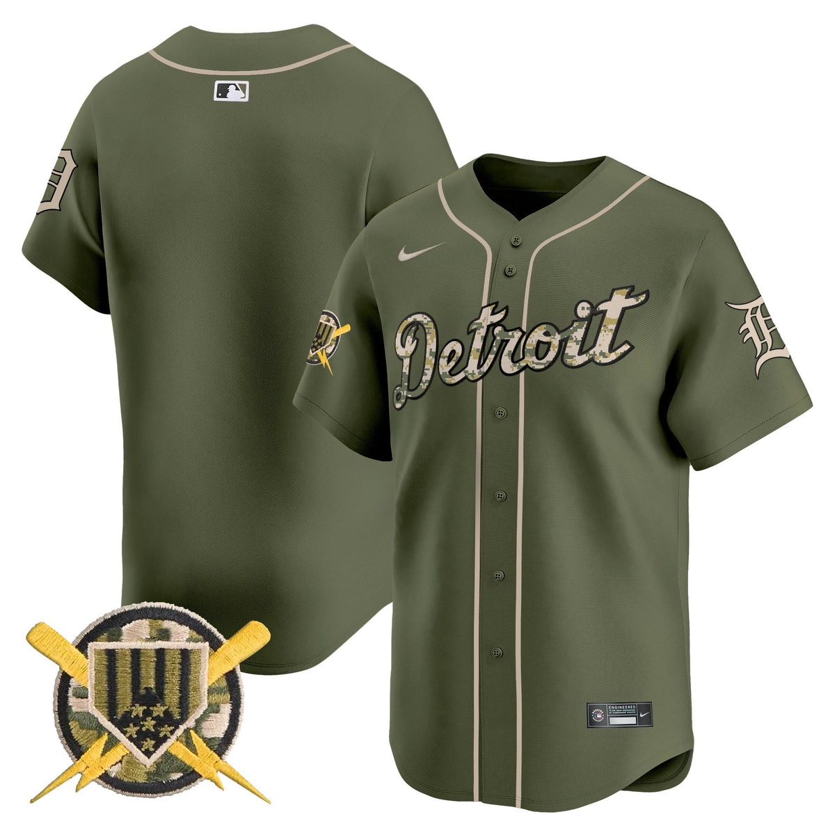 Detroit Tigers Armed Forces Day Vapor Premier Limited Jersey - All Stitched