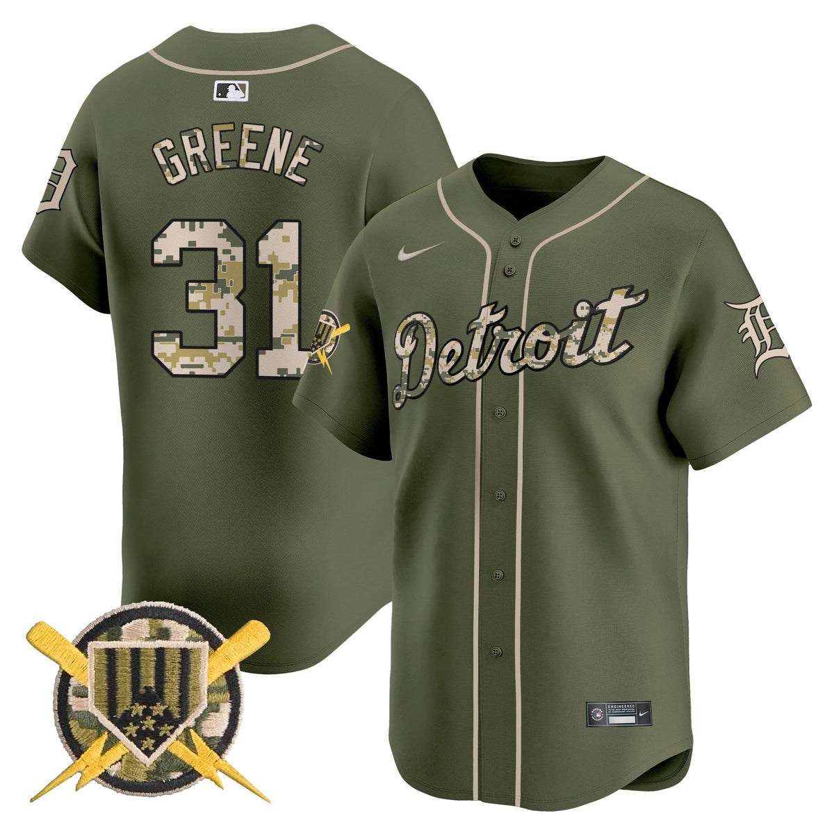 Detroit Tigers Armed Forces Day Vapor Premier Limited Jersey - All Stitched