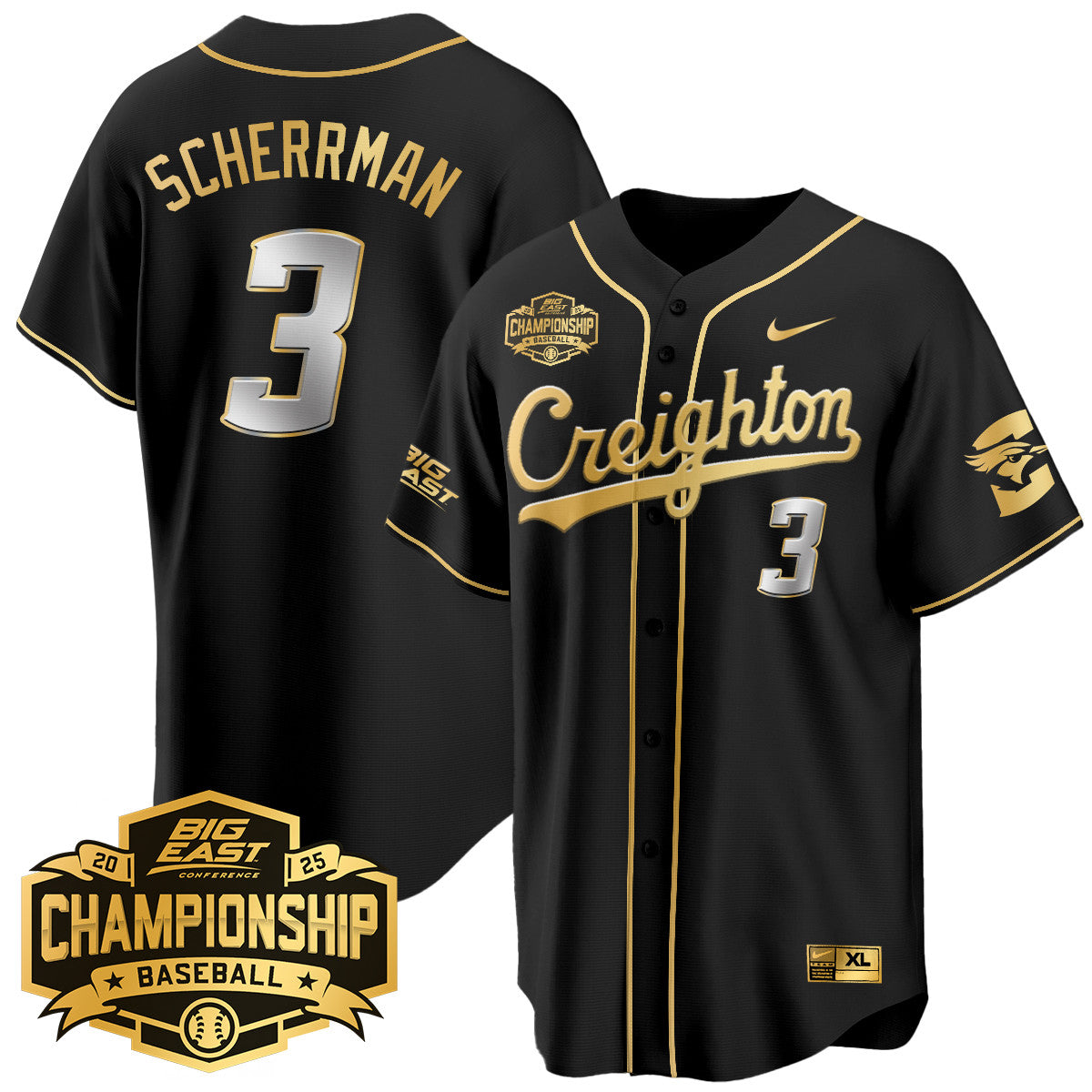 Creighton Bluejays Baseball 2025 Big East Baseball Tournament Champions Men Jersey - All Stitched