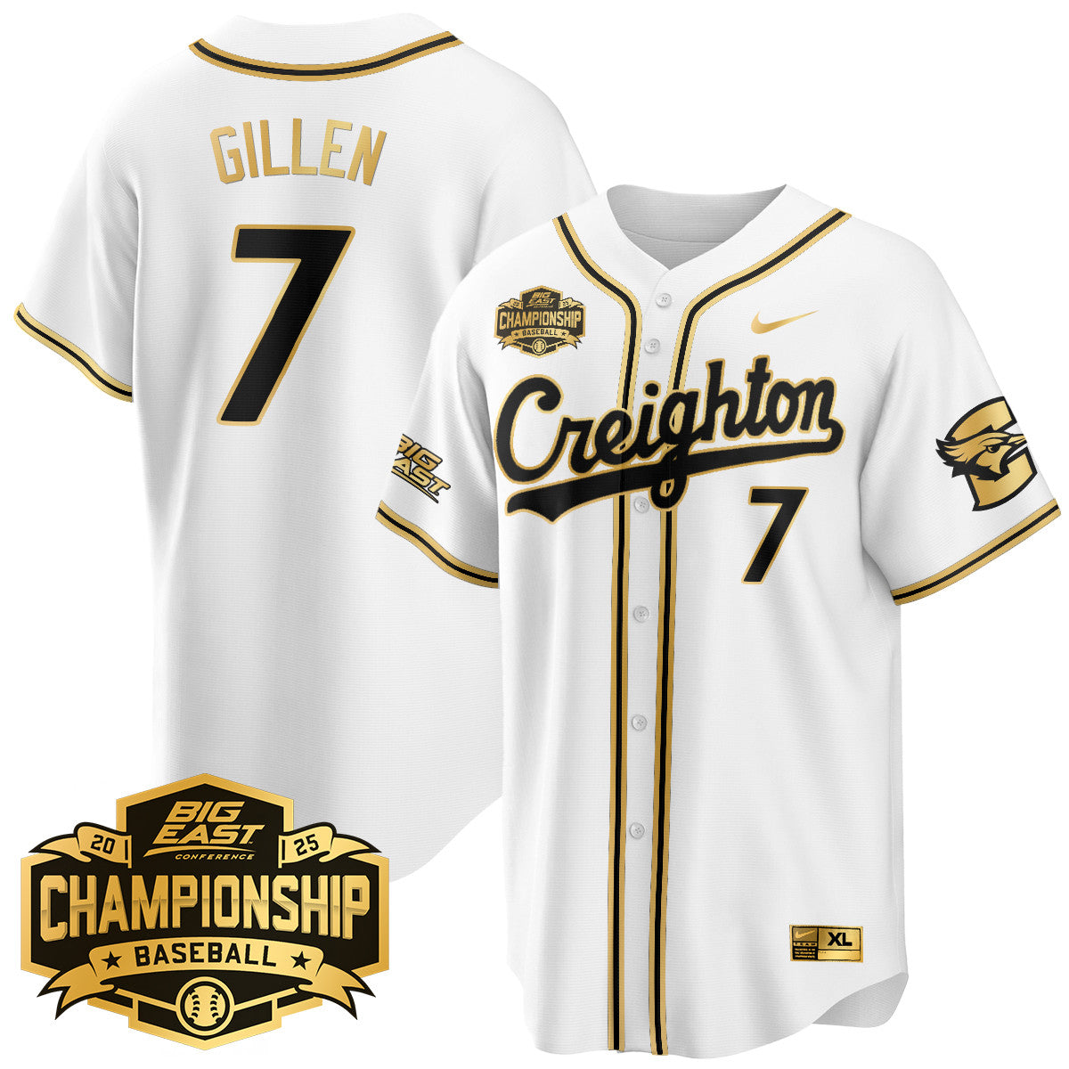 Creighton Bluejays Baseball 2025 Big East Baseball Tournament Champions Jersey - All Stitched