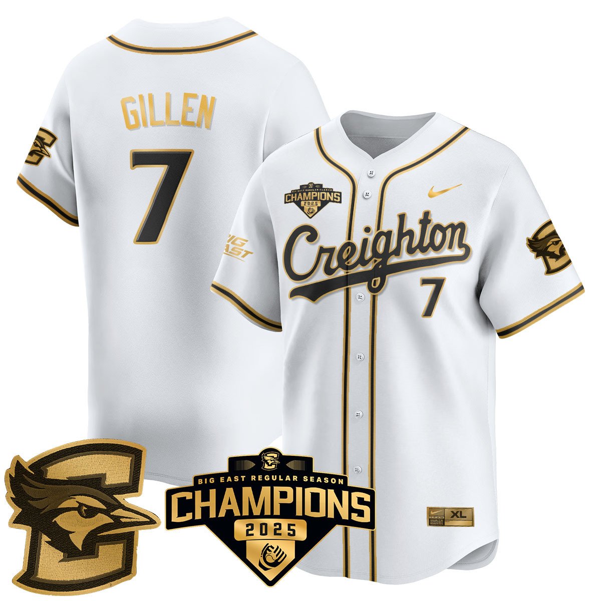 Creighton Bluejays Baseball 2025 Big East Baseball Tournament Champions Jersey N1 - All Stitched