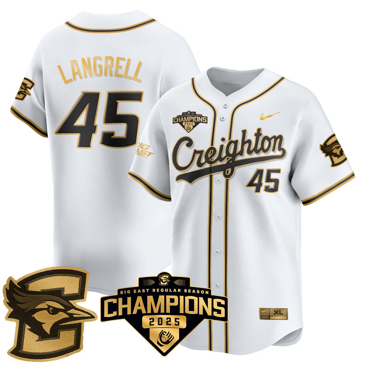 Creighton Bluejays Baseball 2025 Big East Baseball Tournament Champions Jersey N1 - All Stitched