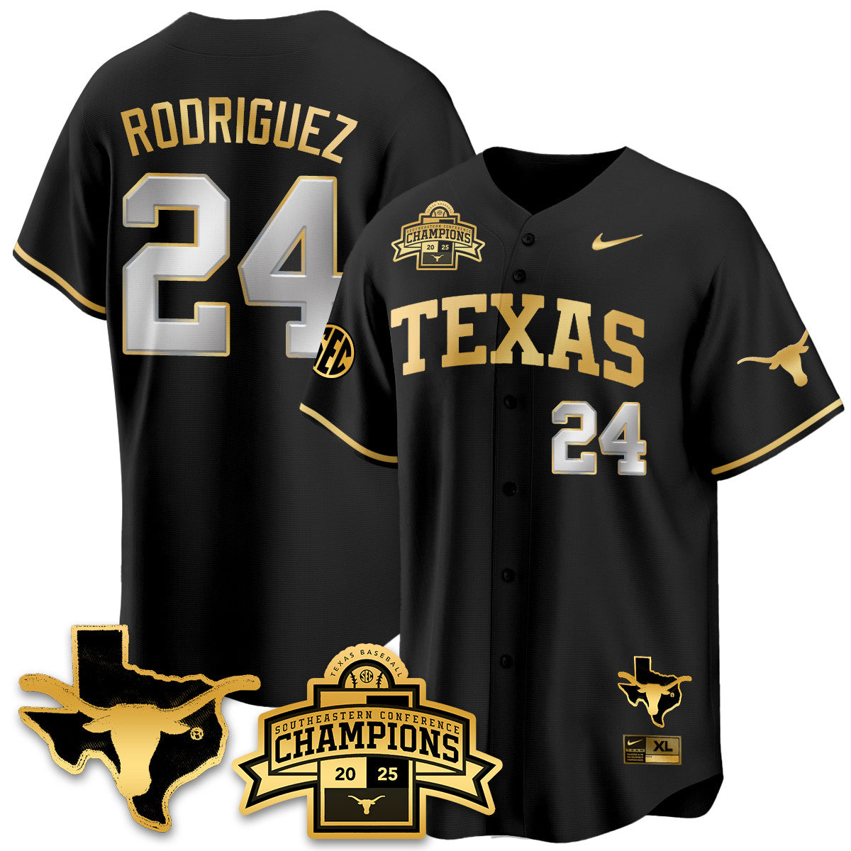 Texas Baseball 2025 Southeastern Conference Champions Men Jersey - All Stitched