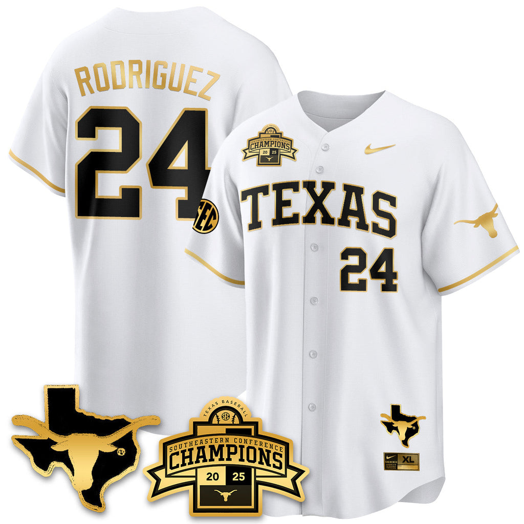 Texas Baseball 2025 Southeastern Conference Champions Jersey - All Stitched