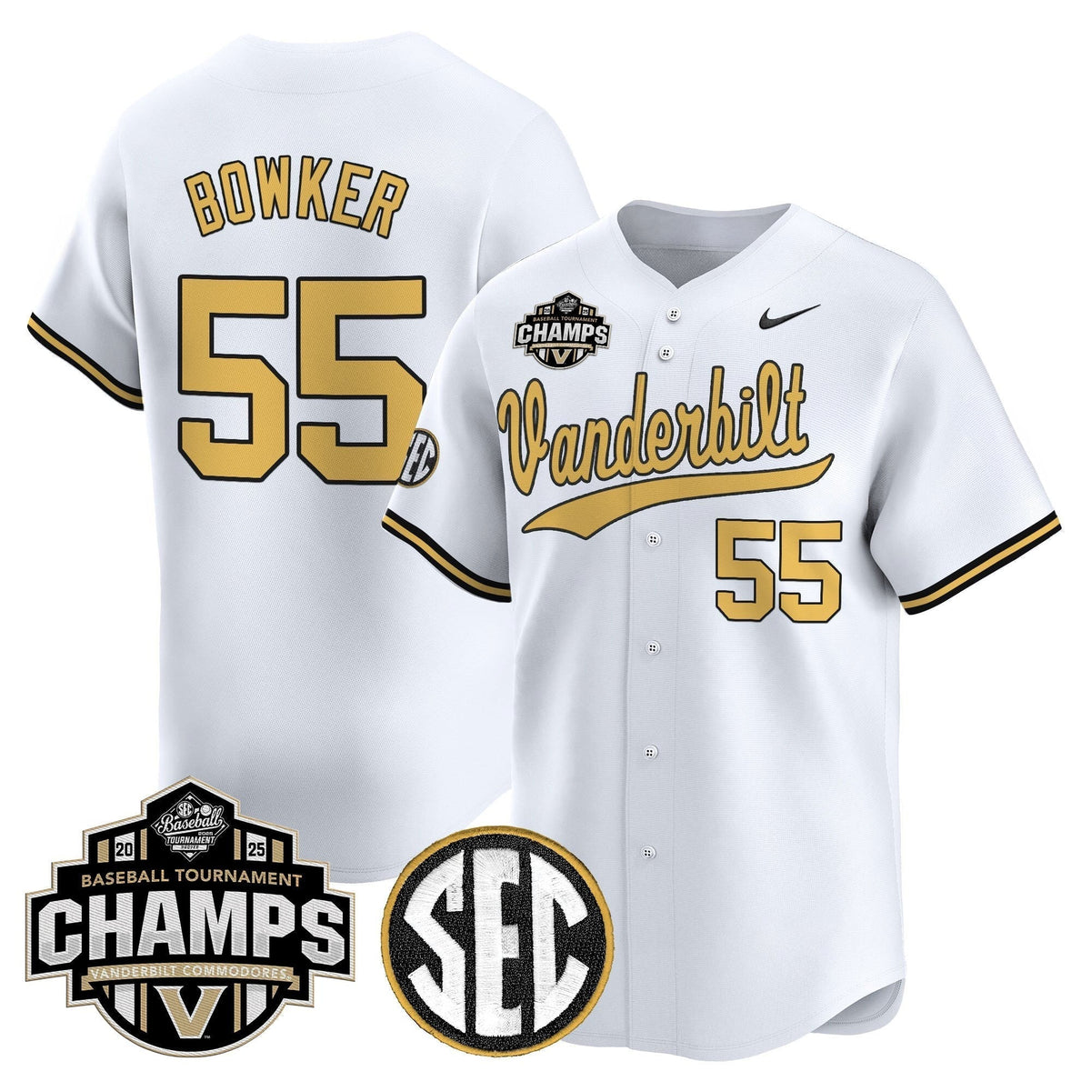 Vanderbilt Commodores 2025 SEC Conference Tournament Champions Vapor Premier Limited Jersey - All Stitched