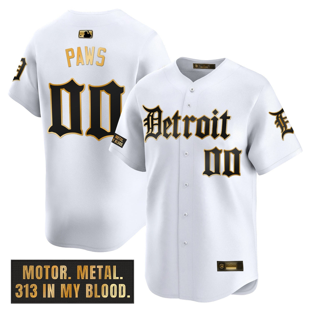 DET 'Motor Gothic Edition' Gold Vapor Premier Limited Jersey - Stitched