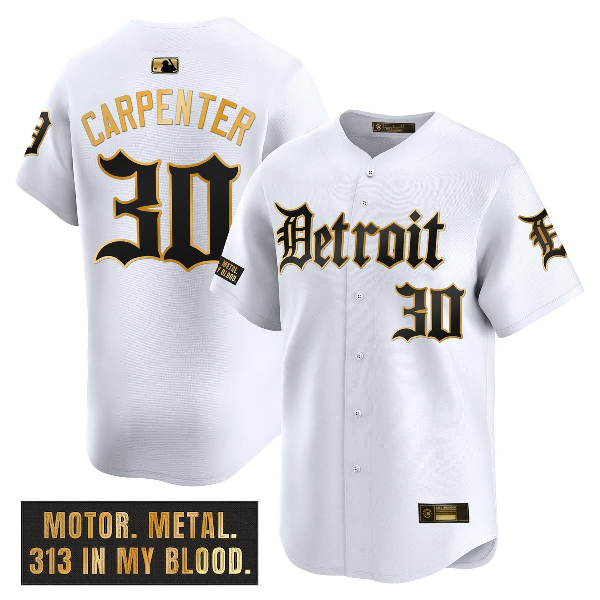 DET 'Motor Gothic Edition' Gold Vapor Premier Limited Jersey - Stitched