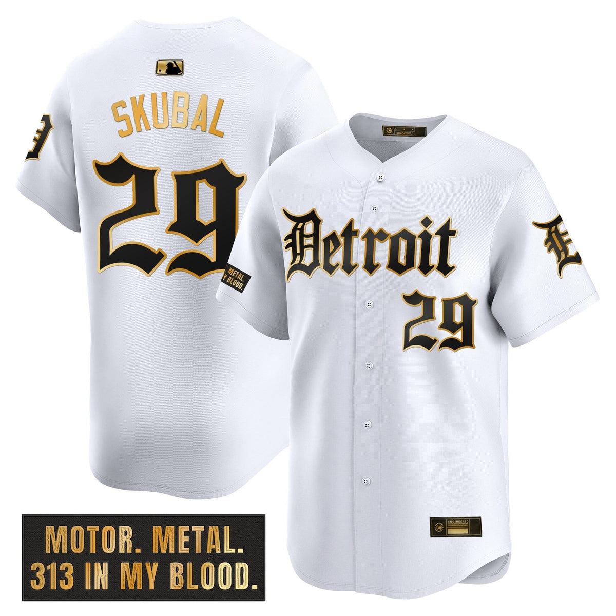 DET 'Motor Gothic Edition' Gold Vapor Premier Limited Jersey - Stitched
