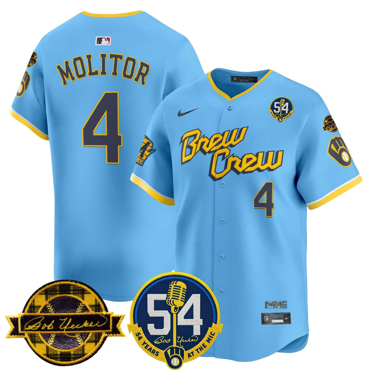 MIL 'Bob Uecker - 54 Seasons for Brewers' Limited Navy Jersey - Stitched