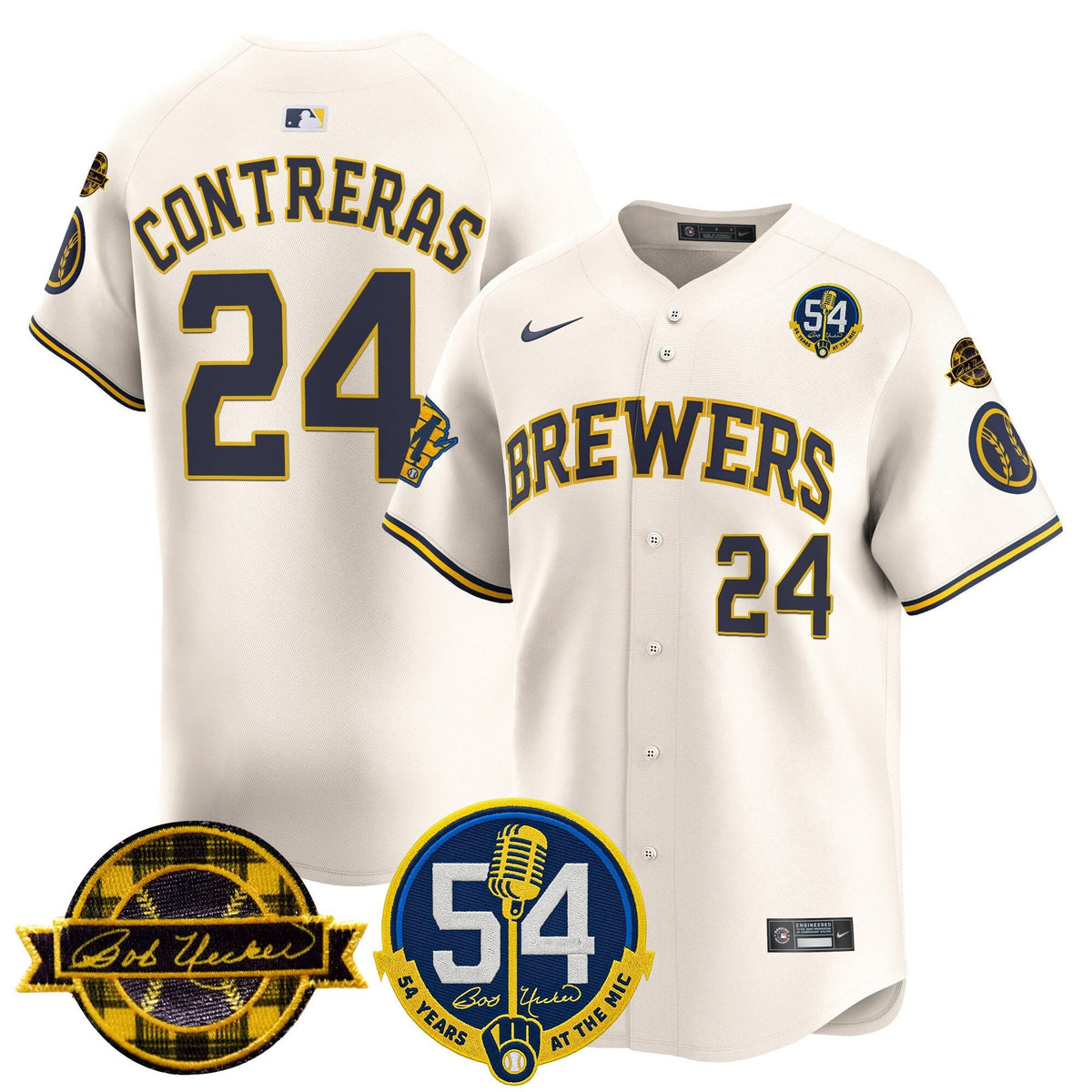 MIL 'Bob Uecker - 54 Seasons for Brewers' Limited Gold Jersey - Stitched