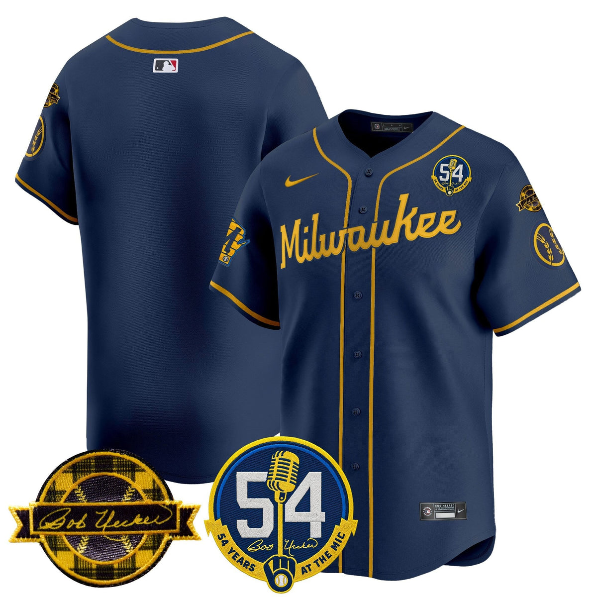 MIL 'Bob Uecker - 54 Seasons for Brewers' City Connect Jersey - Stitched