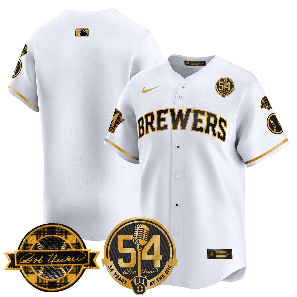 MIL 'Bob Uecker - 54 Seasons for Brewers' Limited Gold Jersey - Stitched