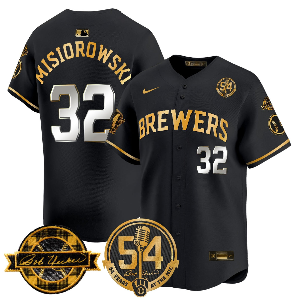 MIL 'Bob Uecker - 54 Seasons for Brewers' Vapor Premier Limited Jersey - All Stitched