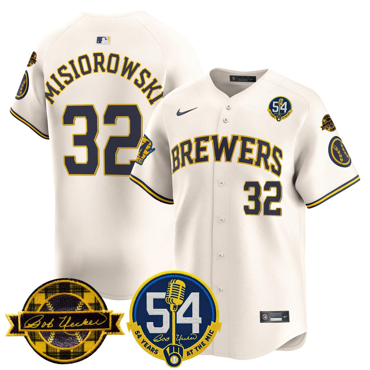 MIL 'Bob Uecker - 54 Seasons for Brewers' Limited Navy Jersey - Stitched