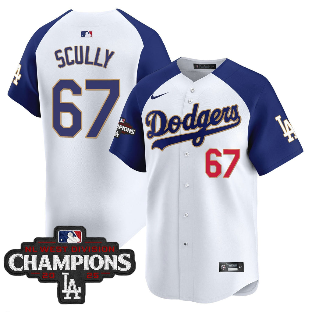 Dodgers 2025 NL West Division Champions Patch Gold Trim Vapor Premier Limited Jersey - All Stitched