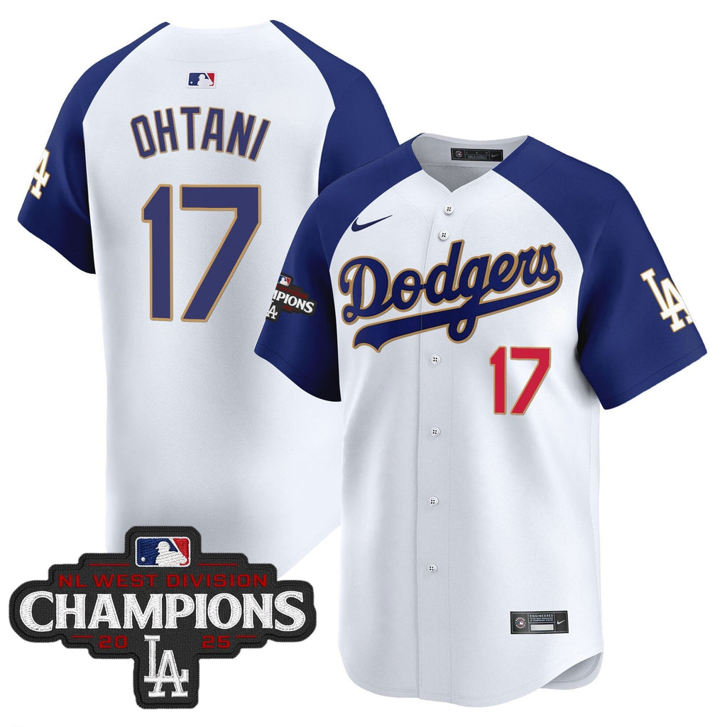 Dodgers 2025 NL West Division Champions Patch Gold Trim Vapor Premier Limited Jersey - All Stitched