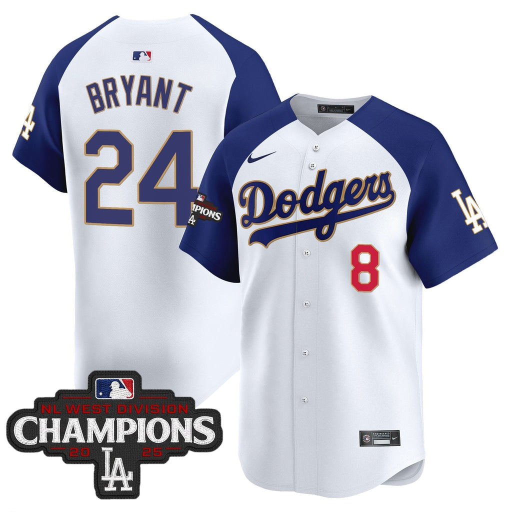 Dodgers 2025 NL West Division Champions Patch Gold Trim Vapor Premier Limited Jersey - All Stitched