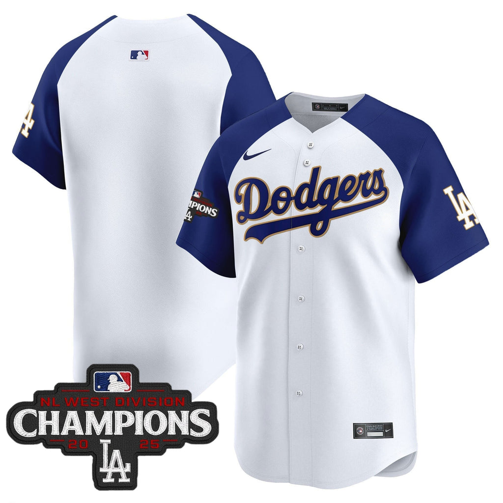 Dodgers 2025 NL West Division Champions Patch Gold Trim Vapor Premier Limited Jersey - All Stitched