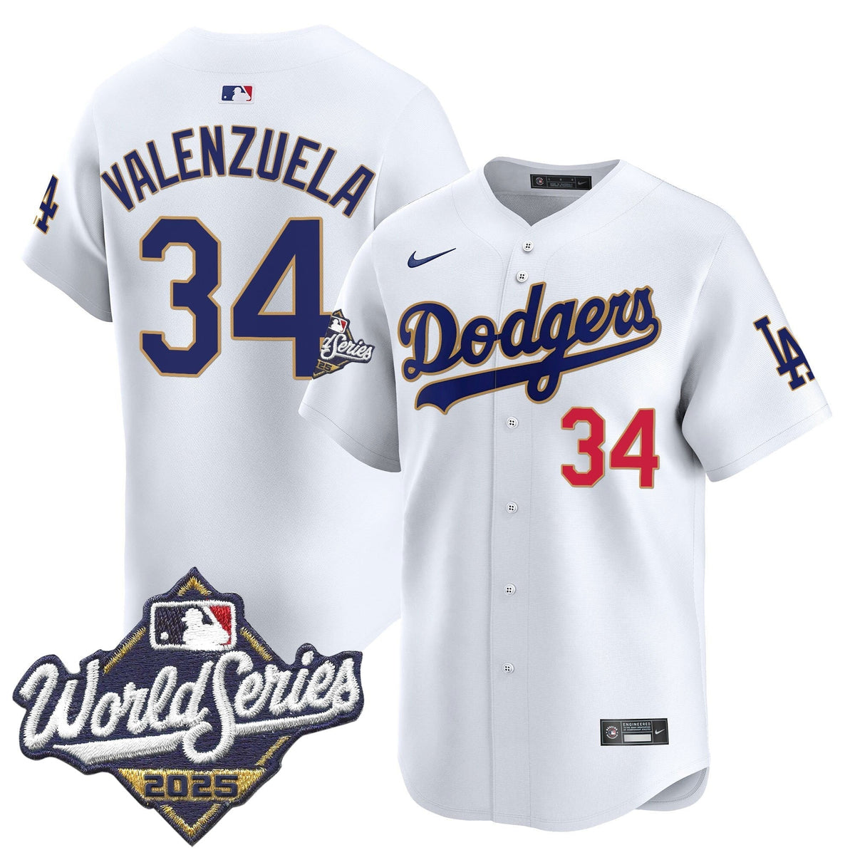Dodgers 2025 World Series Gold Trim Vapor Premier Limited Jersey - All Stitched