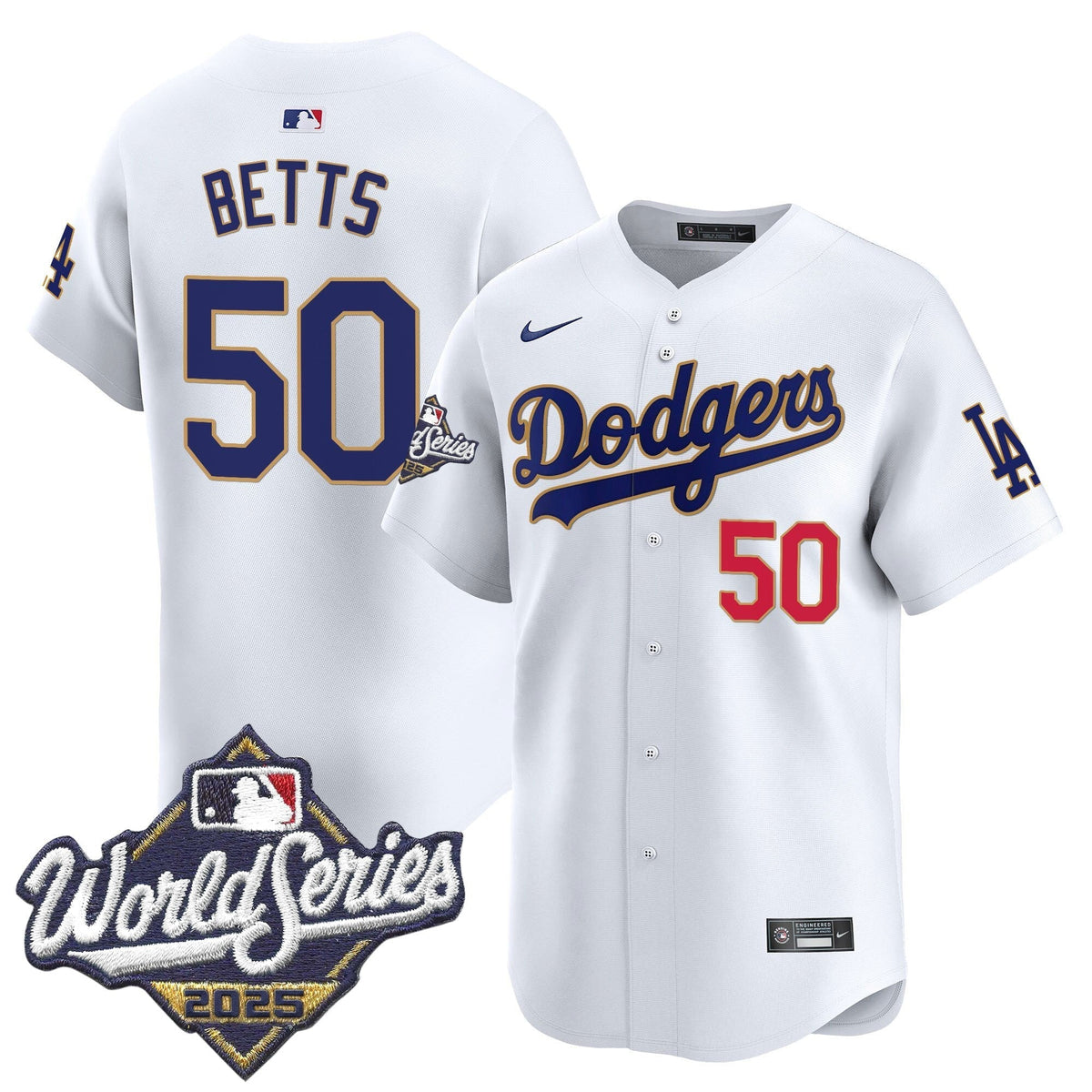 Dodgers 2025 World Series Gold Trim Vapor Premier Limited Jersey - All Stitched