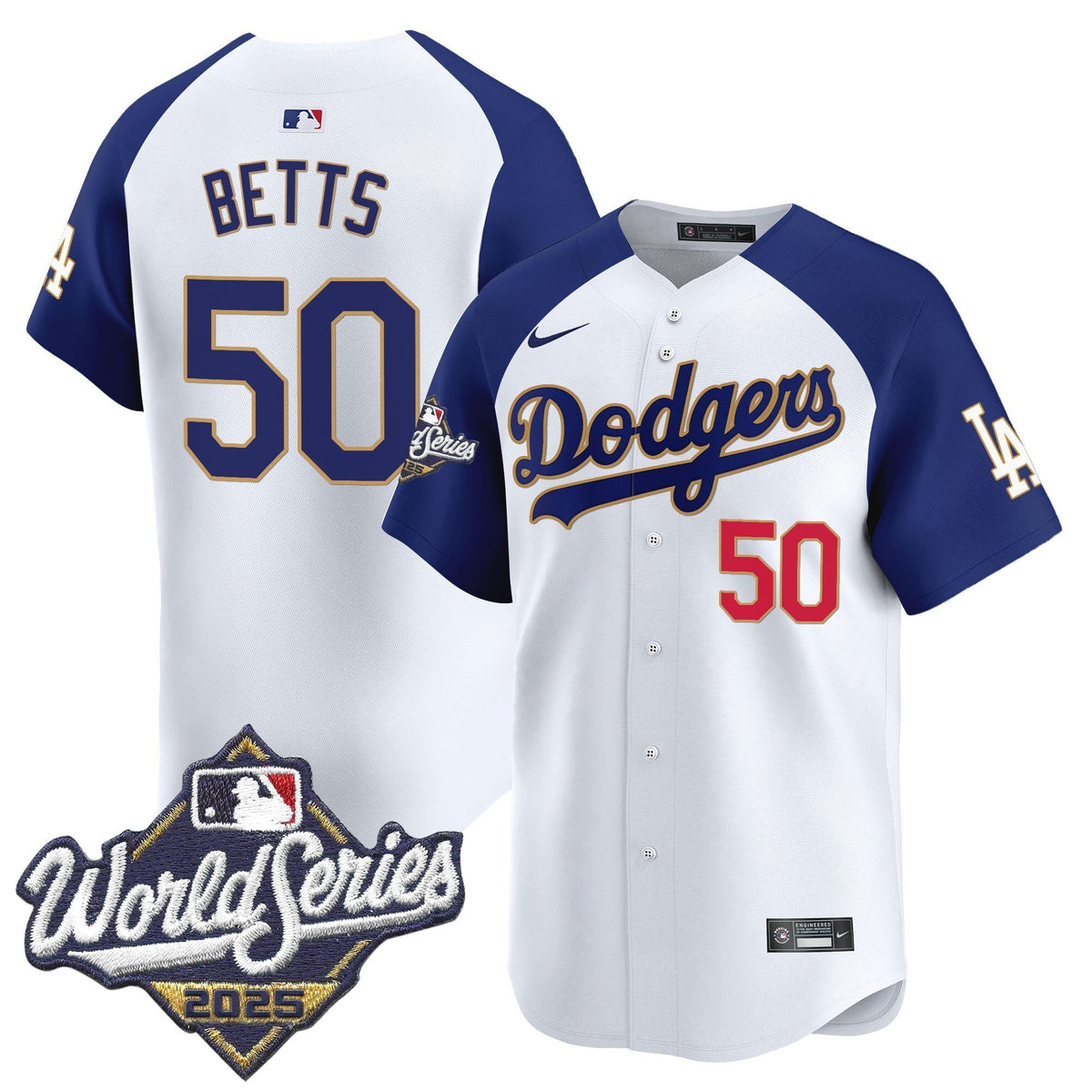 Dodgers 2025 World Series Gold Trim Vapor Premier Limited Jersey - All Stitched