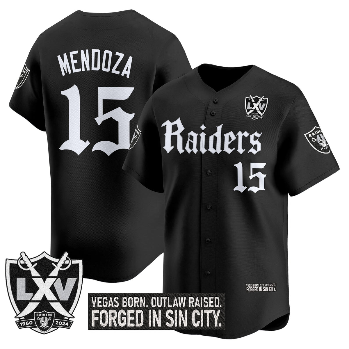 Las Vegas Raiders 'Gothic Sin City Shadows Edition' Vapor Baseball Jersey V2 - All Stitched