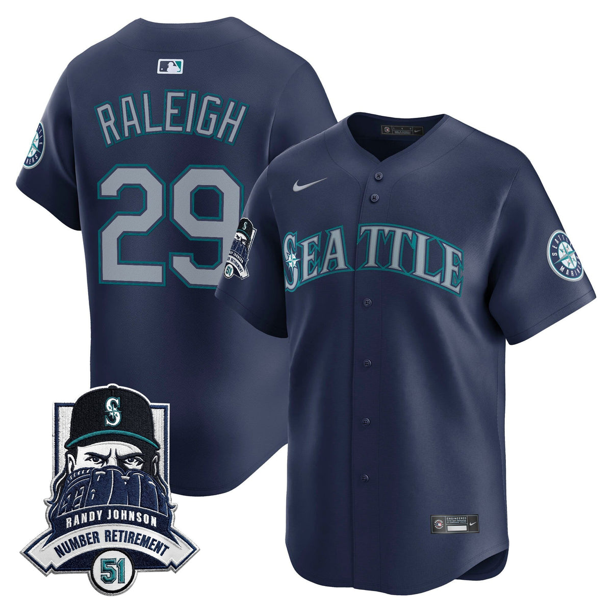Seattle Mariners Hall-of-Famer Randy Johnson Patch Vapor Premier Limited Jersey - All Stitched