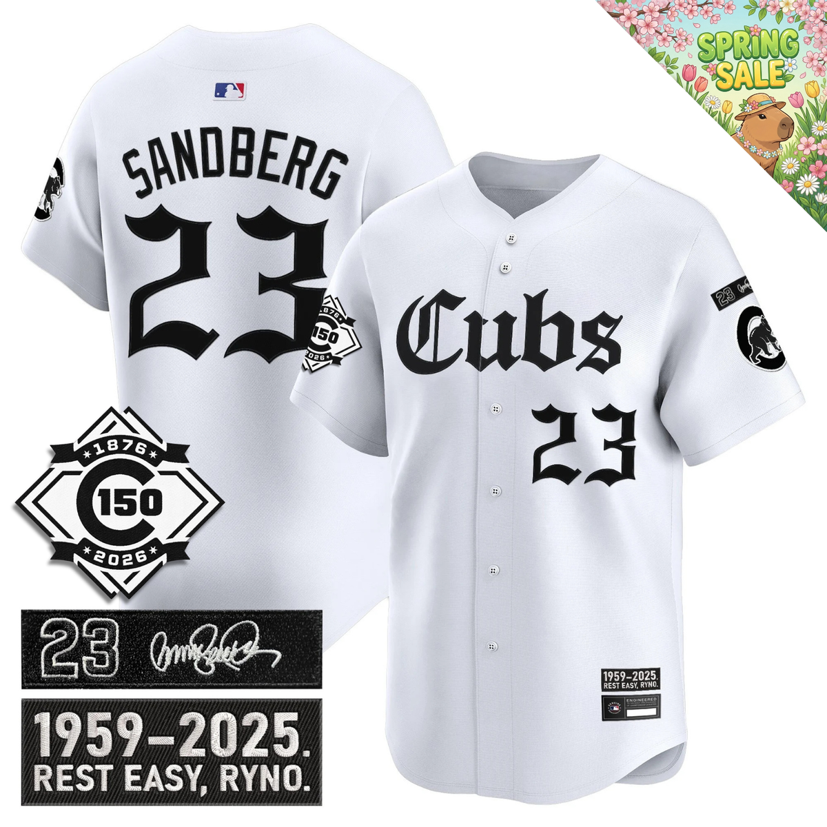 CHC 'Ryne Sandberg Tribute' & 150th anniversary patch Limited Gothic Jersey - Stitched