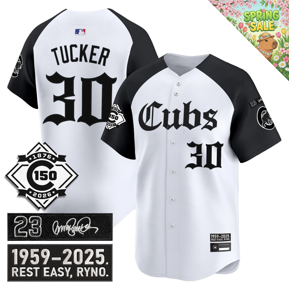 CHC 'Ryne Sandberg Tribute' & 150th anniversary patch Limited Gothic Jersey - Stitched