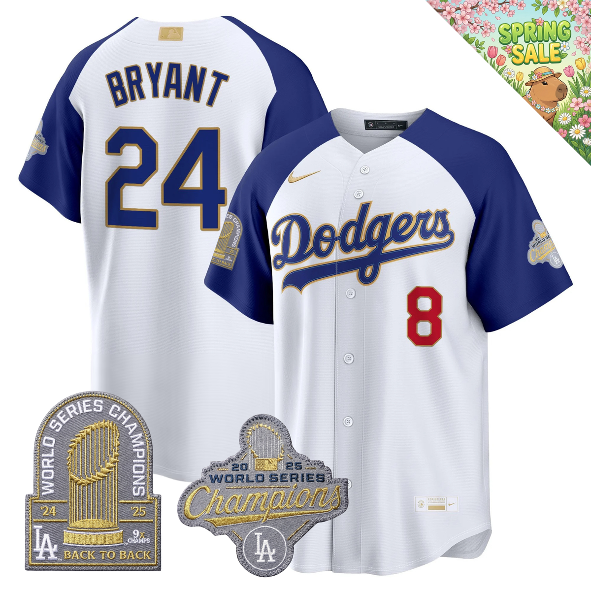 LAD "Gold Collection" Premier Limited Navy Jersey - 9X World Series Champions - Stitched