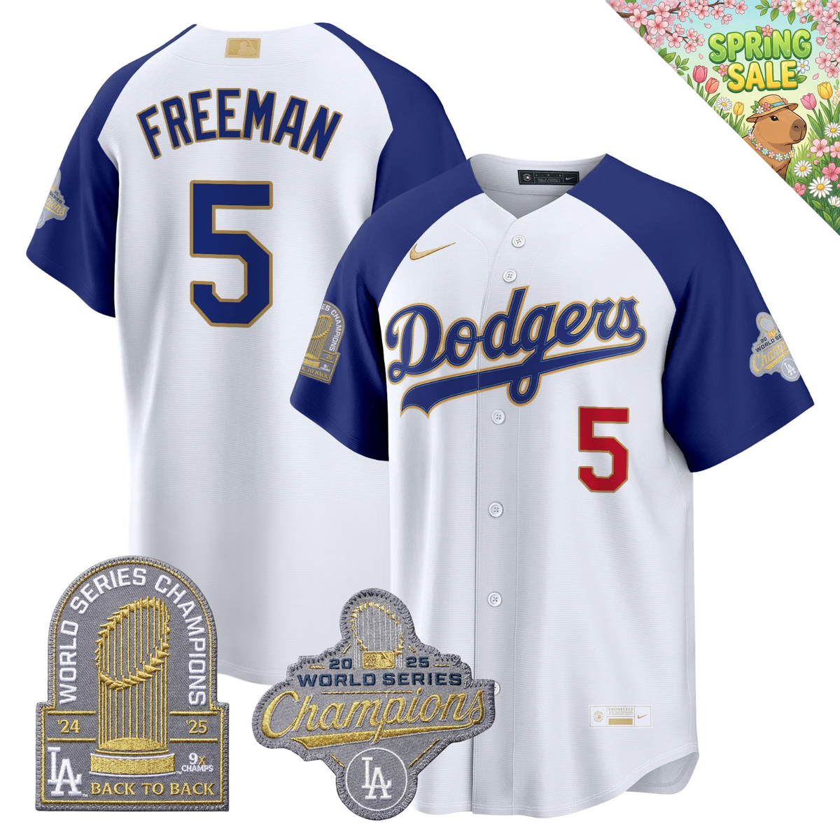 LAD "Gold Collection" Premier Limited Navy Jersey - 9X World Series Champions - Stitched