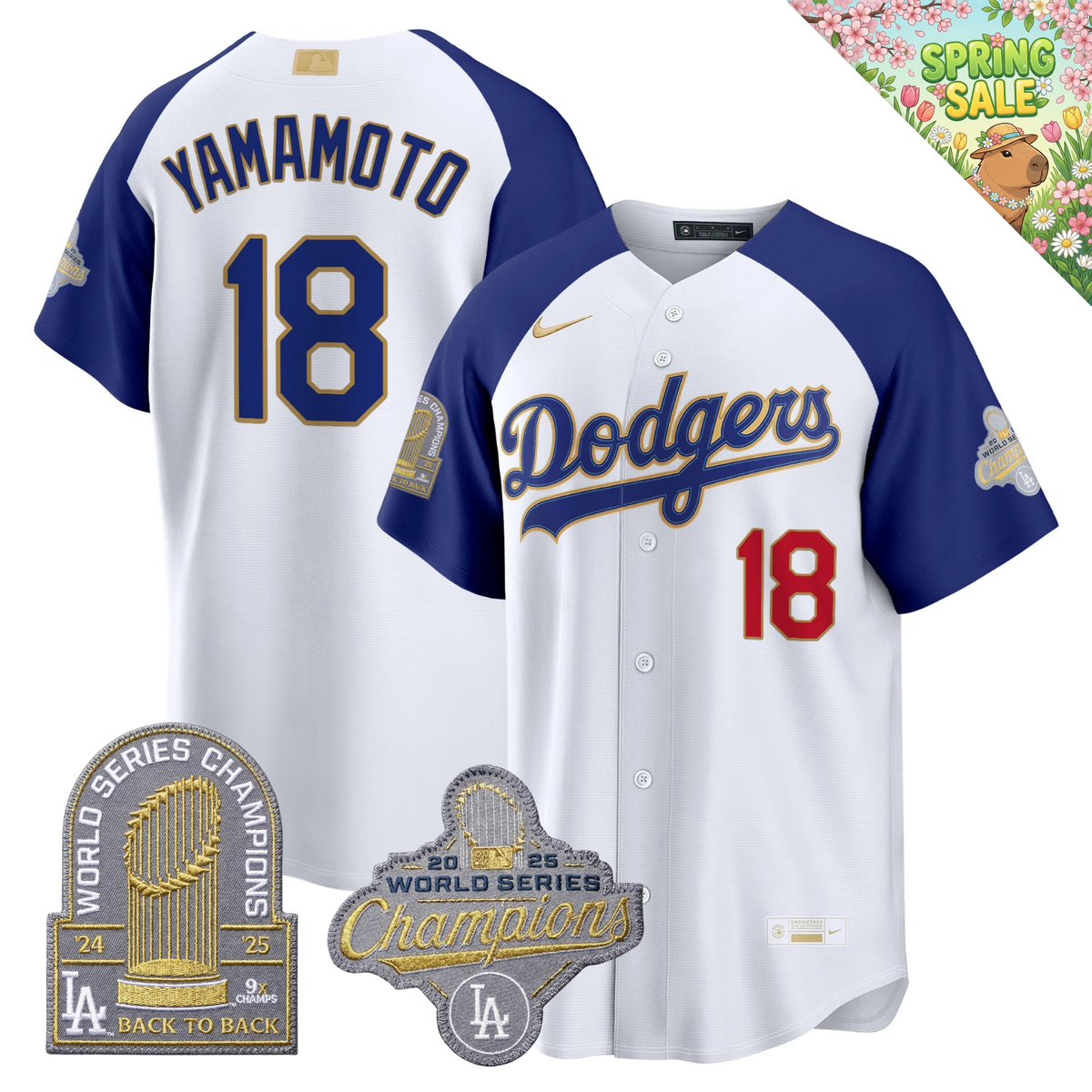 LAD "Gold Collection" Premier Limited Navy Jersey - 9X World Series Champions - Stitched