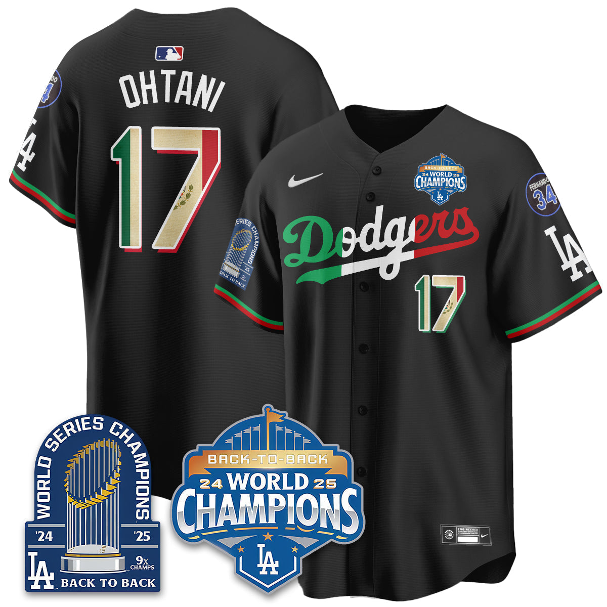 LAD Mexico World Series Champions Men Jersey - 9x Champs - All Stitched