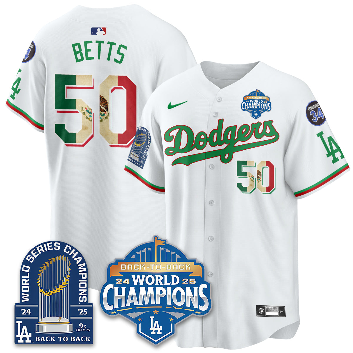 LAD Mexico World Series Champions Men Jersey - 9x Champs - All Stitched