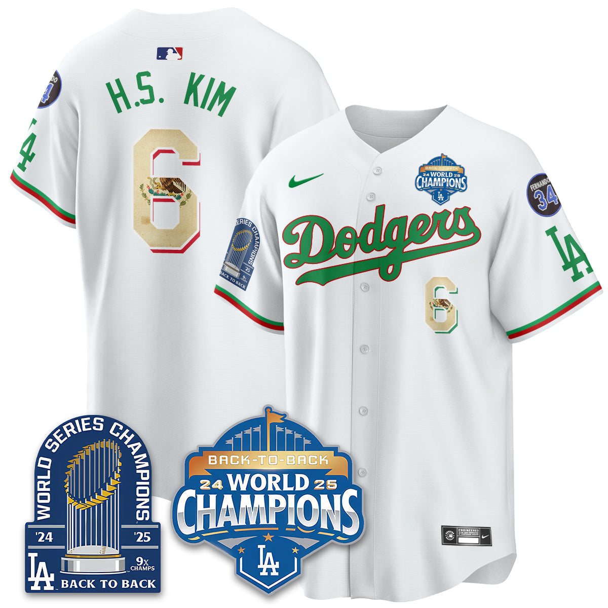 LAD Mexico World Series Champions Men Jersey - 9x Champs - All Stitched