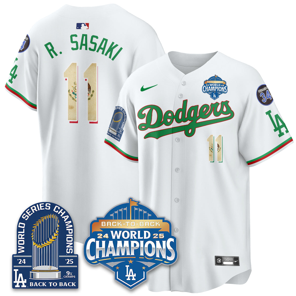 LAD Mexico World Series Champions Men Jersey - 9x Champs - All Stitched
