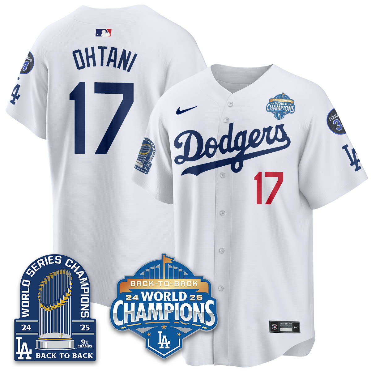 LAD 2025 World Series Champions  Gold Jersey - 9x Champs - Stitched