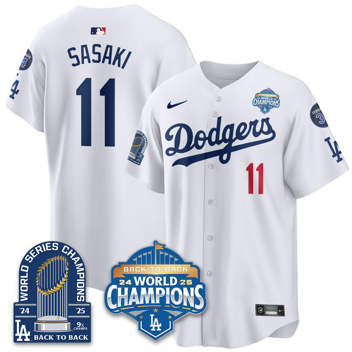 LAD 2025 World Series Champions  Gold Jersey - 9x Champs - Stitched