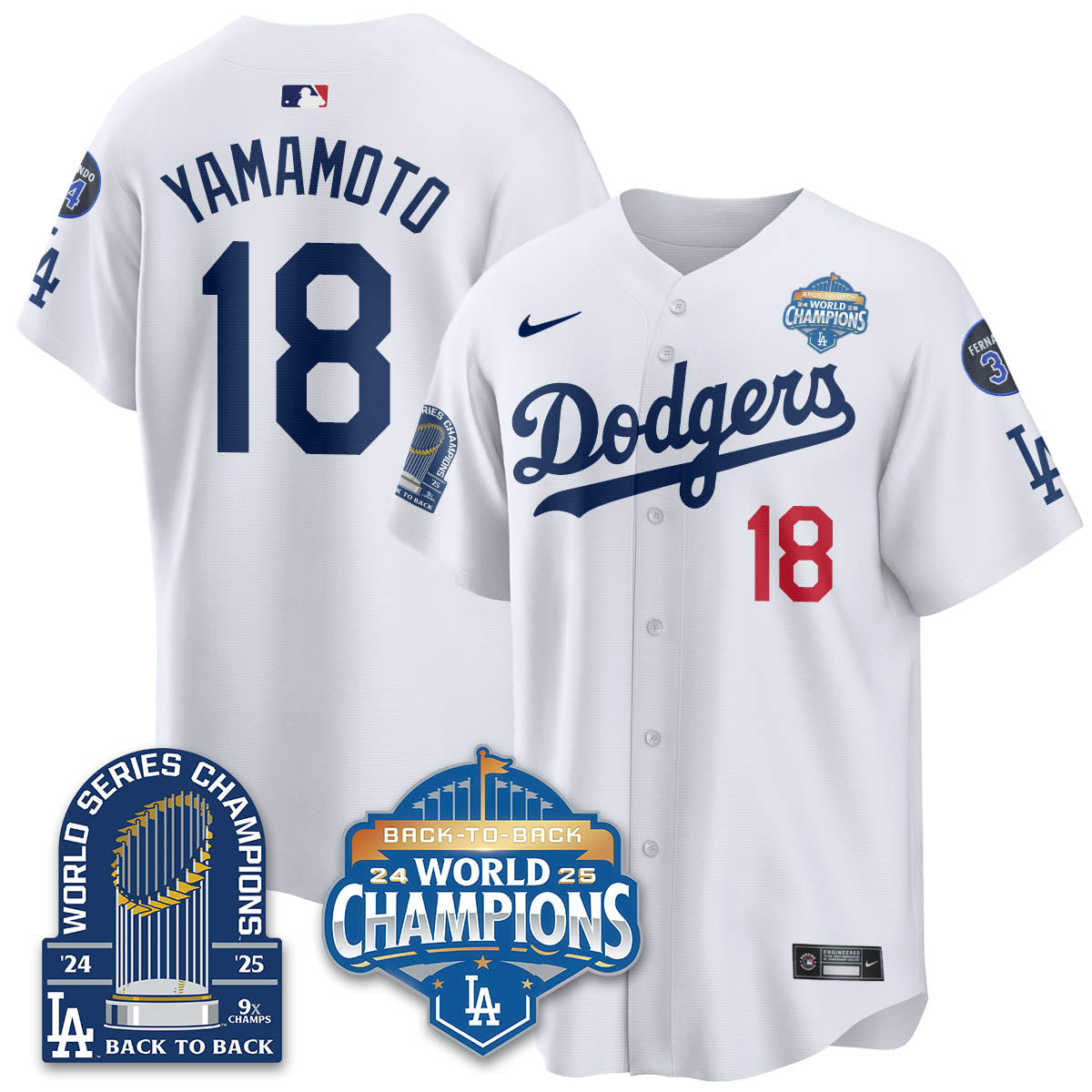 LAD 2025 World Series Champions  Gold Jersey - 9x Champs - Stitched