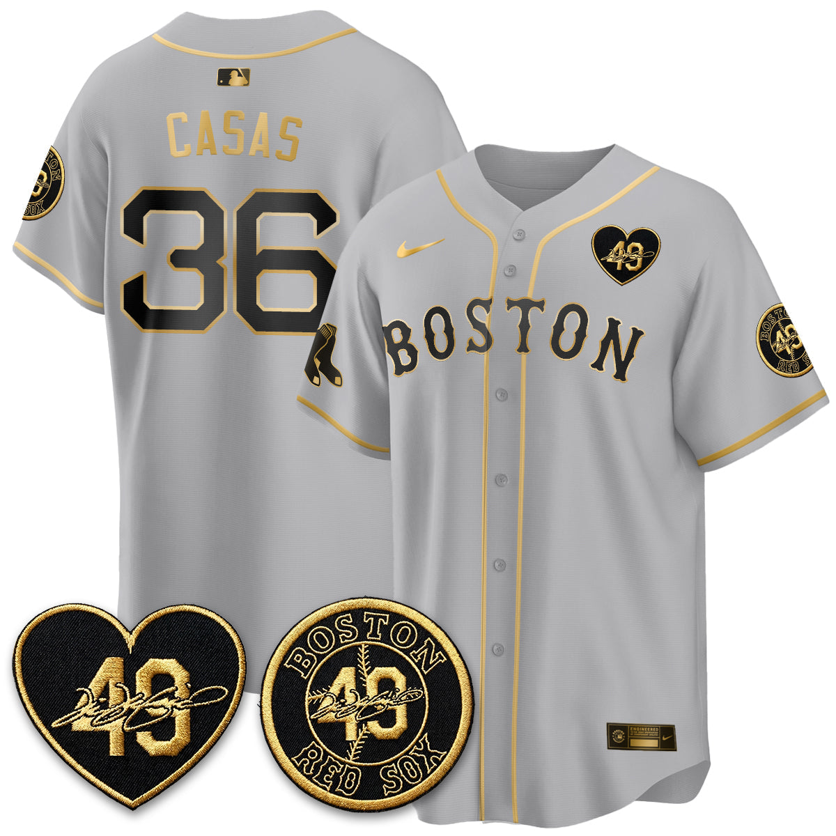 BOS Tim Wakefield Memorial Patch Vaper Premier Limited Gold Edition Jersey - Stitched