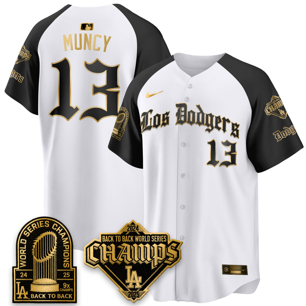 Los Angeles Dodgers World Series Champions B2B Patch Vapor Premier Limited Gothic Edition Jersey - All Stitched