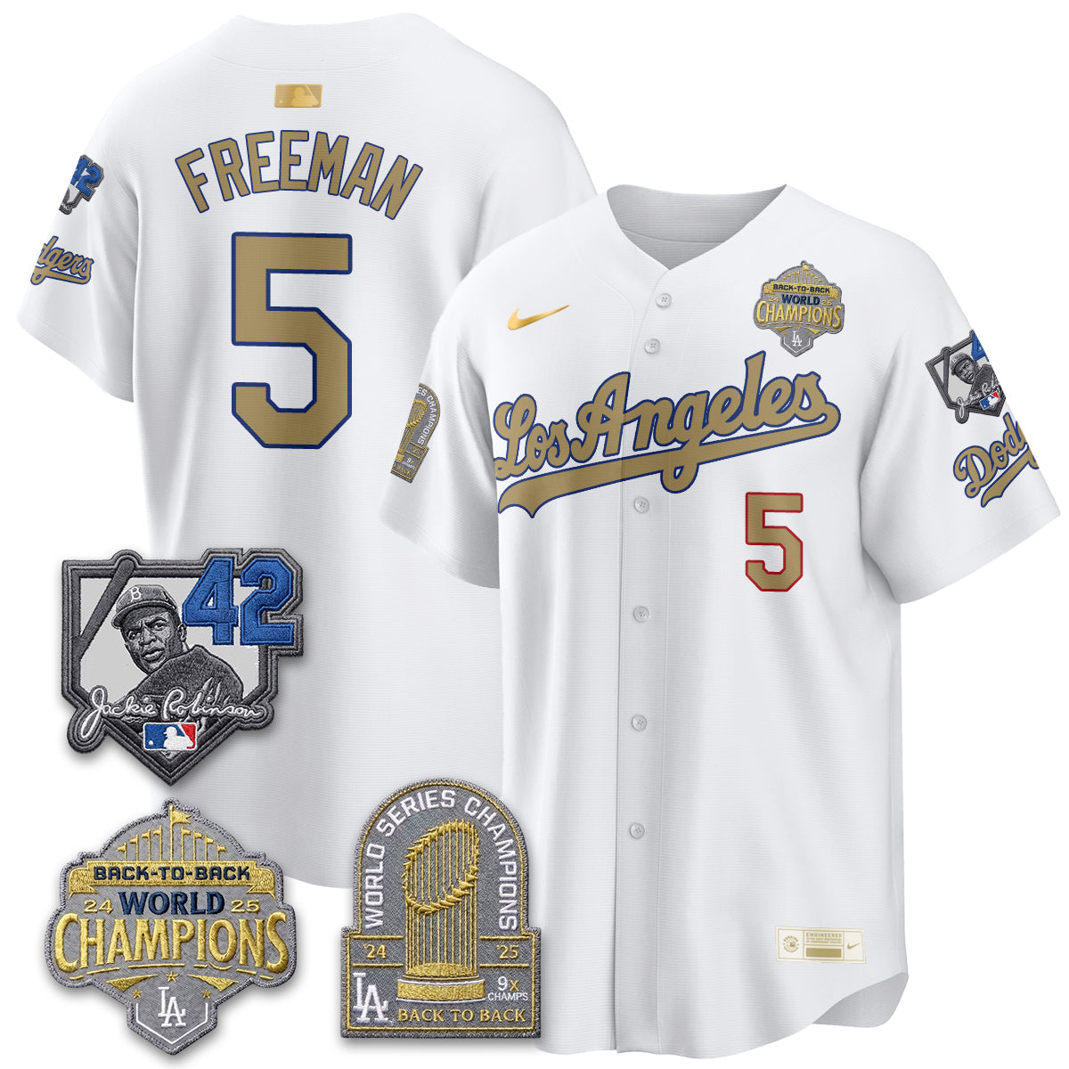 Los Angeles Dodgers 2026 New Era Gold Collection Vapor Limited Jersey - B2B Champs - All Stitched
